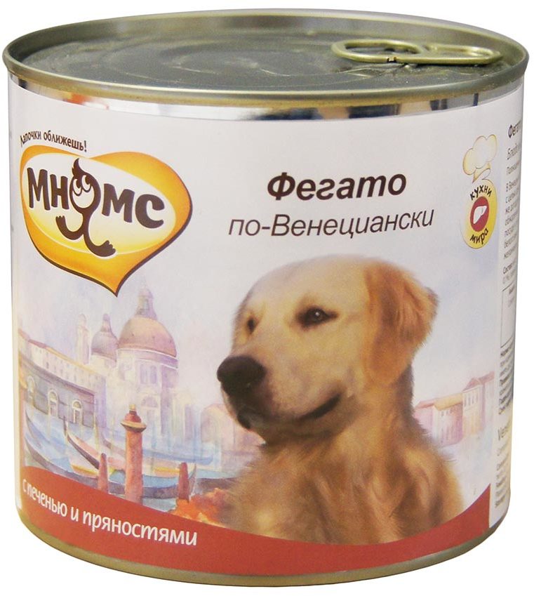 Мнямс влажный корм для взрослых собак, Фегато по-Венециански (телячья печень с пряностями) 600 гр