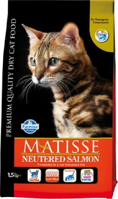 FARMINA Сухой сбалансированный корм для стерилизованных кошек и кастрированных котов Matisse  лосось 8827, 10,000 кг