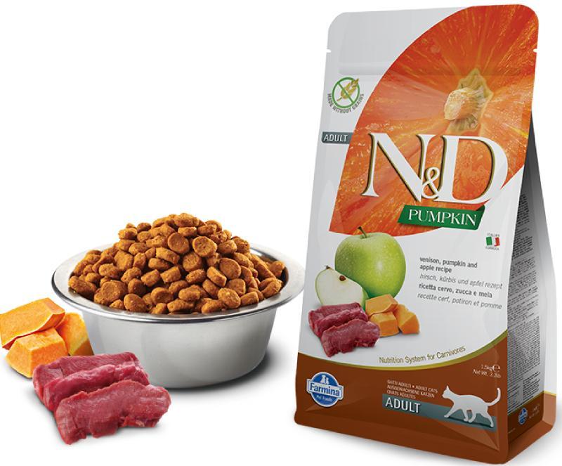 Farmina N&D Pumpkin корм для взрослых кошек, беззерновой, оленина, яблоко и тыква 5 кг, 12000100835