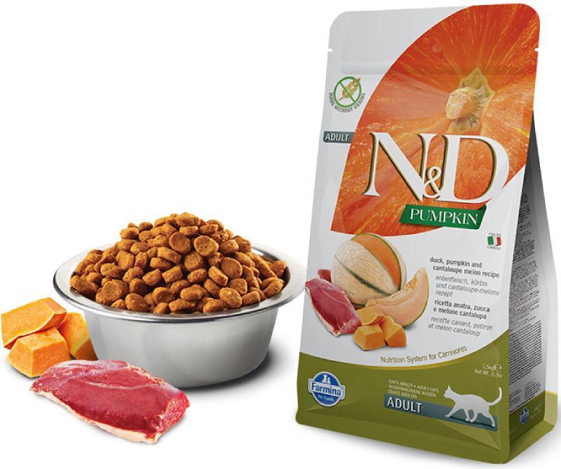 Farmina N&D Pumpkin корм для взрослых кошек, беззерновой, утка, дыня и тыква 5 кг