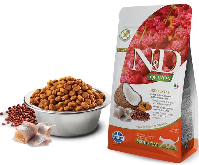 Farmina N&D Quinoa корм для взрослых кошек, здоровье кожи и шерсти, беззерновой, сельдь и киноа 5 кг, 12500100835