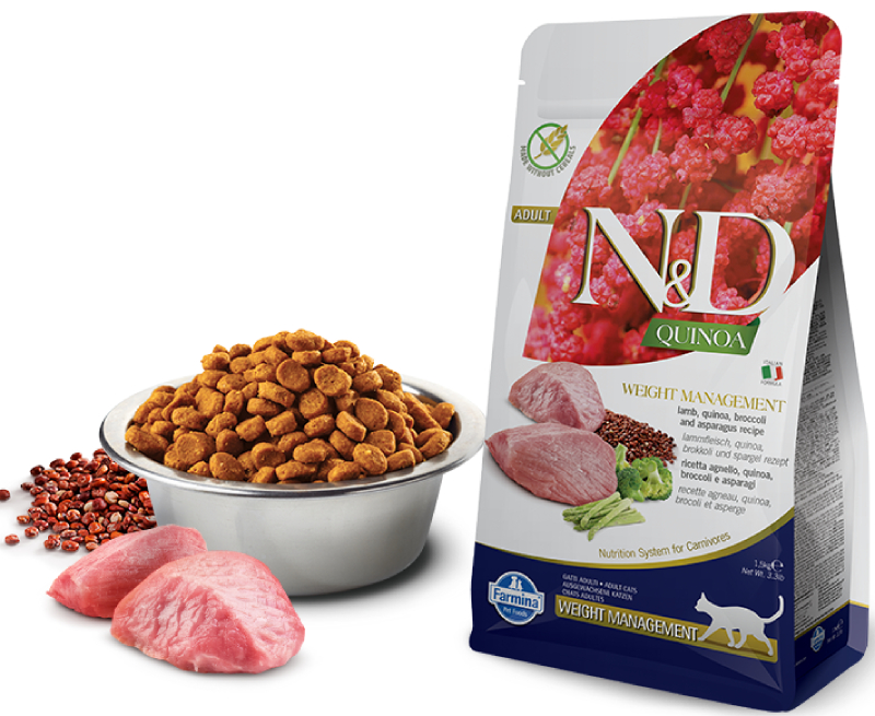 Farmina N&D Quinoa корм для взрослых кошек, контроль веса, беззерновой, ягненок и киноа 5 кг, 12800100835
