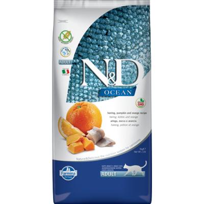 Farmina N&D Ocean корм для взрослых кошек, беззерновой, сельдь, апельсин и тыква 1,5 кг