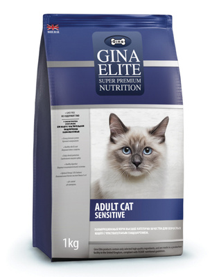 Gina ВИА Полнорационный корм для кошек с чувствительным пищеварением c индейкой и рисом (Elite Adult Cat Sensitive) 4607166426123, 3,000 кг