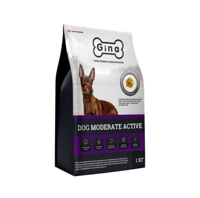 Gina Комплексный сбалансированный корм для взрослых собак с умеренной активностью, с курицей и рисом 4607166428554, 18 кг 