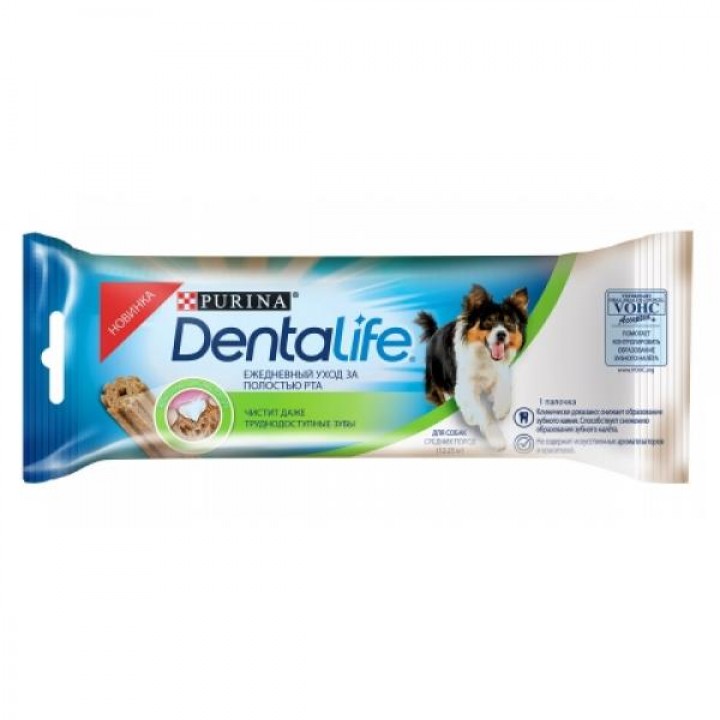 Pro Plan DentaLife лакомство для взрослых собак средних пород, уход за зубами 23 гр