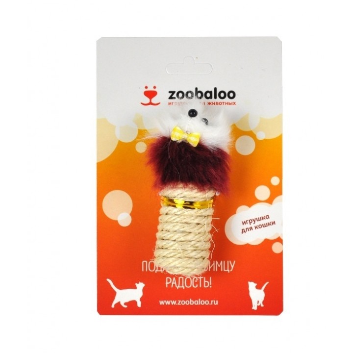 Zoobaloo Мышка когтеточка для кошек, в виде цилиндра 10 см