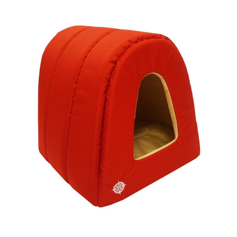 ZooExpress дом-туннель Морская для собак и кошек, красный с бежевым 40x34x34, красный/бежевый