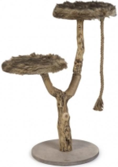 Beeztees 408866 Когтеточка-столбик Elora деревянная с 2-мя лежанками и веревкой для игры 50*50*100см, 90684