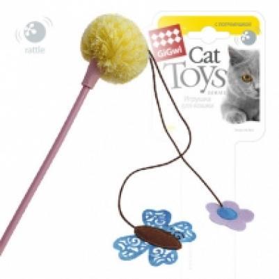 GiGwi игрушка для кошек, дразнилка с бабочкой 45 см,