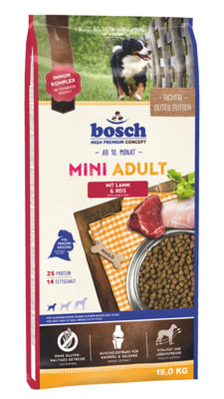 Bosch Сухой корм для собак малых пород с ягнёнком и рисом Mini Adult 52050015 | Mini Adult, 15 кг, 44278