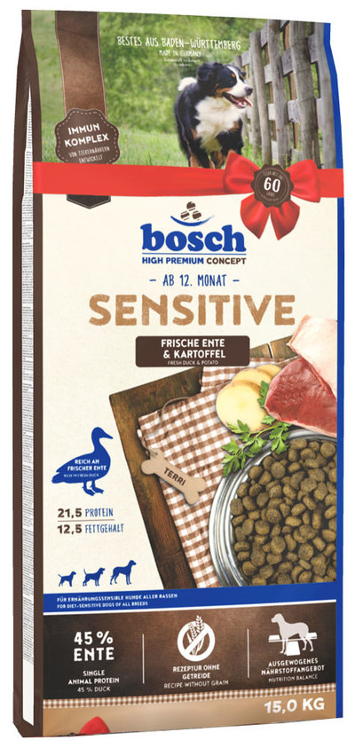 Bosch Sensitive с уткой и картофелем сухой корм для собак 15 кг, шт
