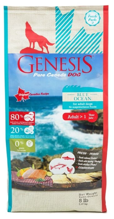 Genesis корм для взрослых собак всех пород, сельдь и курица 2,268 кг