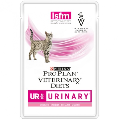 Purina (вет. корма паучи) Паучи Кусочки в соусе для кошек при мочекаменной болезни с лососем (Feline UR) 1238167112308816 | Veterinary Diets UR, 0,085 кг, 25200