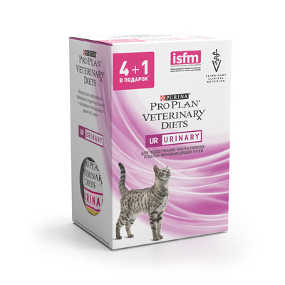 Purina (вет. корма) Набор 4+1 Кусочки в соусе для кошек при мочекаменной болезни (с курицей с курицей-3 шт, с лососем-2 шт) (UR) 12439763, 0,425 кг