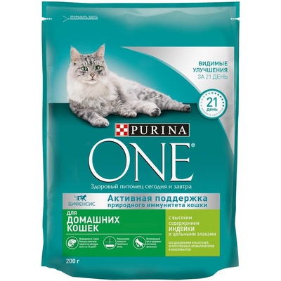 Purina One Сухой корм для кошек с индейкой и злаками 12353134 0,2 кг 37487