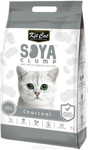 Кит Кэт соевый биоразлагаемый комкующийся наполнитель с активированным углем / Kit Cat SoyaClump Soybean Litter Charcoal 2,2 кг 7 л