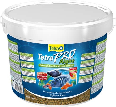Корм для всех видов рыб  Tetra TetraPRO Algae Multi-Crisps 10л, чипсы с концентратом спирулины для иммунитета
