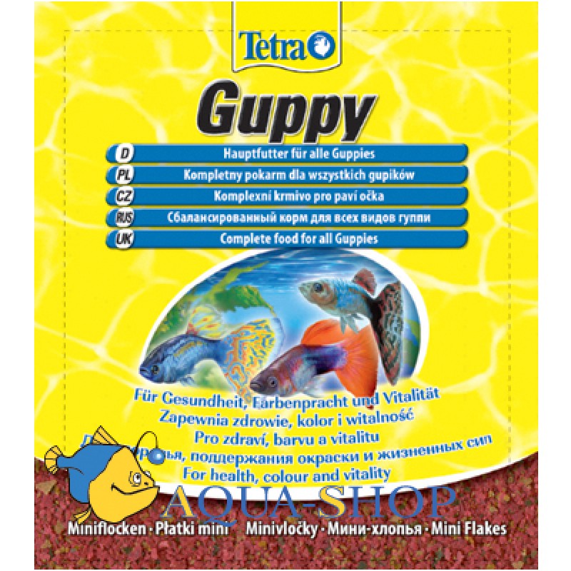 Tetra (корма) Корм для всех видов Гуппи и других живородящих рыб хлопья Guppy Flakes 193741 0,012 кг 36382