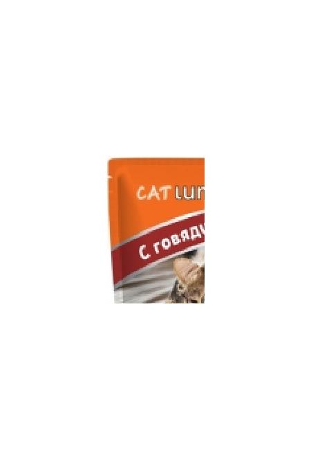 Кэт Ланч пауч для кошек кусочки в желе с Говядиной 85г, 79263