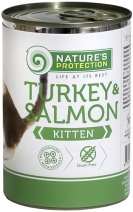 Nature’s Protection влажный корм для котят и кормящих кошек всех пород, индейка и лосось 400 гр