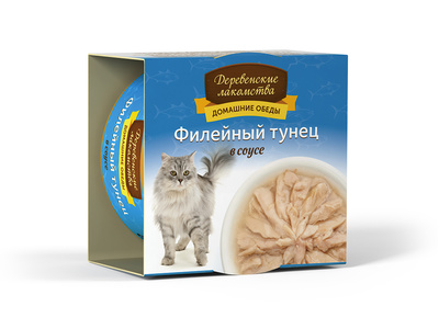 Деревенские лакомства Консервы для кошек «Филейный тунец в соусе» , 0,080 кг