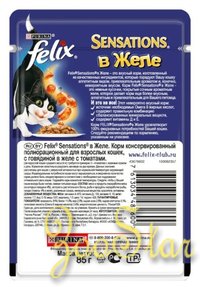 Felix Паучи Sensations кусочки в желе для кошек  с говядиной и томатами (12232833123189651244963712493529) | Sensations 0,085 кг 24142