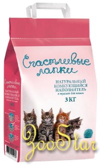Чистые лапки Комкующийся наполнитель Счастливые лапки 3 кг 3.000 кг 26117