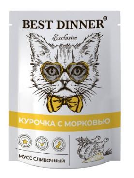 Best Dinner Мусс сливочный для взрослых кошек Курочка с морковью 7432 0,085 кг 64324