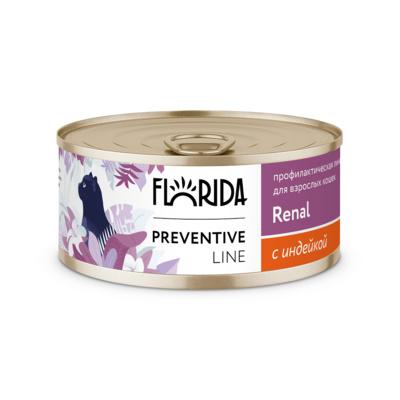 FLORIDA консервы (профилактика) Renal Консервы для кошек. Профилактика хронической почечной недостаточности с индейкой 11вн42 0,100 кг 61090