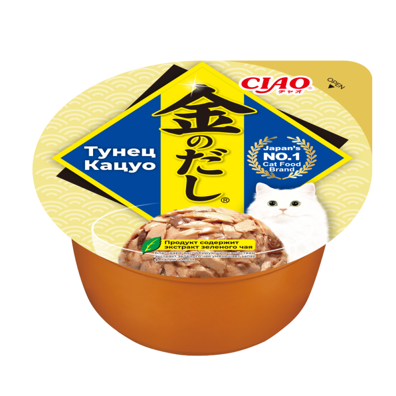 Inaba Влажный корм для кошек Kinnodashi cup 70 гр.  Тунец Кацуо RU801 0.070 кг 67645, 87001001331
