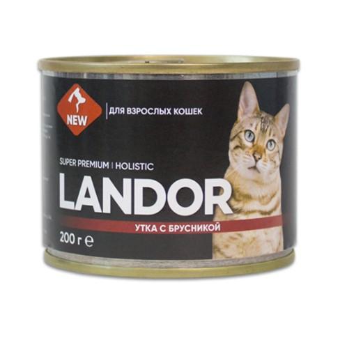LANDOR влажный корм для взрослых кошек Утка с Брусникой 0,2кг