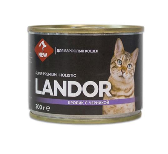 LANDOR влажный корм для взрослых кошек кролик с черникой 0,2кг
