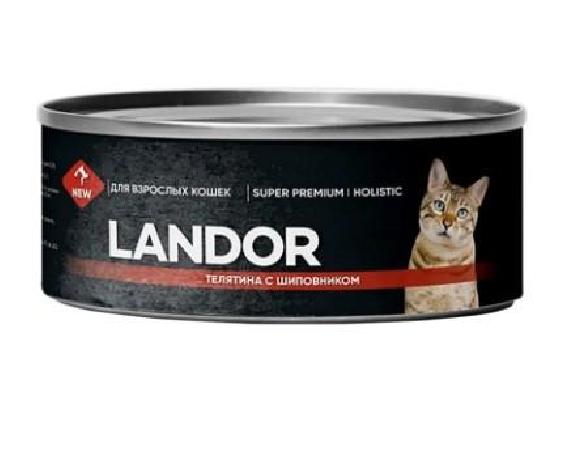 LANDOR Полнорационный влажный корм для взрослых кошек телятина с шиповником 0,1 кг, 5001001503