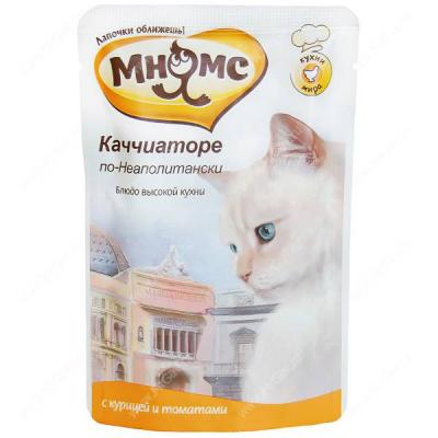 Мнямс влажный корм для кошек всех возрастов и пород, курица с томатами 85 гр