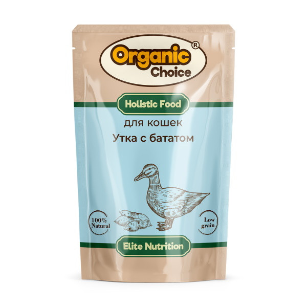 Organic Сhoice 85 г для кошек утка с бататом 1Х14 пауч, 83973