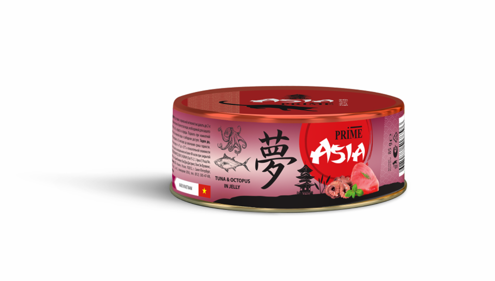 Prime Asia ВИА Консервы для кошек Тунец с осьминогом в желе 137.7.1123 0,085 кг 62118