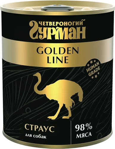 Четвероногий Гурман 32263 Golden кон.длЯ собак Страус натуральный в желе 340г, 109647, 12300100880