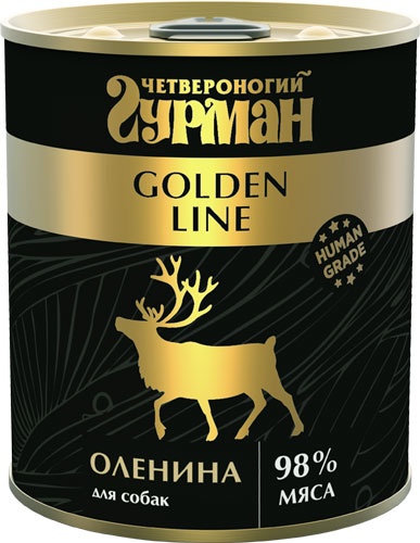 Четвероногий Гурман 32225 Golden кон.длЯ собак Оленина натуральная в желе 340г, 109646, 12500100880