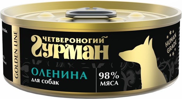 Четвероногий Гурман 32201 Golden кон.длЯ собак Оленина натуральная в желе 100г, 109644, 12600100880