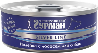 Четвероногий Гурман 33390 Silver кон.длЯ собак Индейка с лососем 100г, 97913