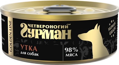 Четвероногий Гурман 33413 Golden кон.длЯ собак Утка натуральная в желе 100г, 97817