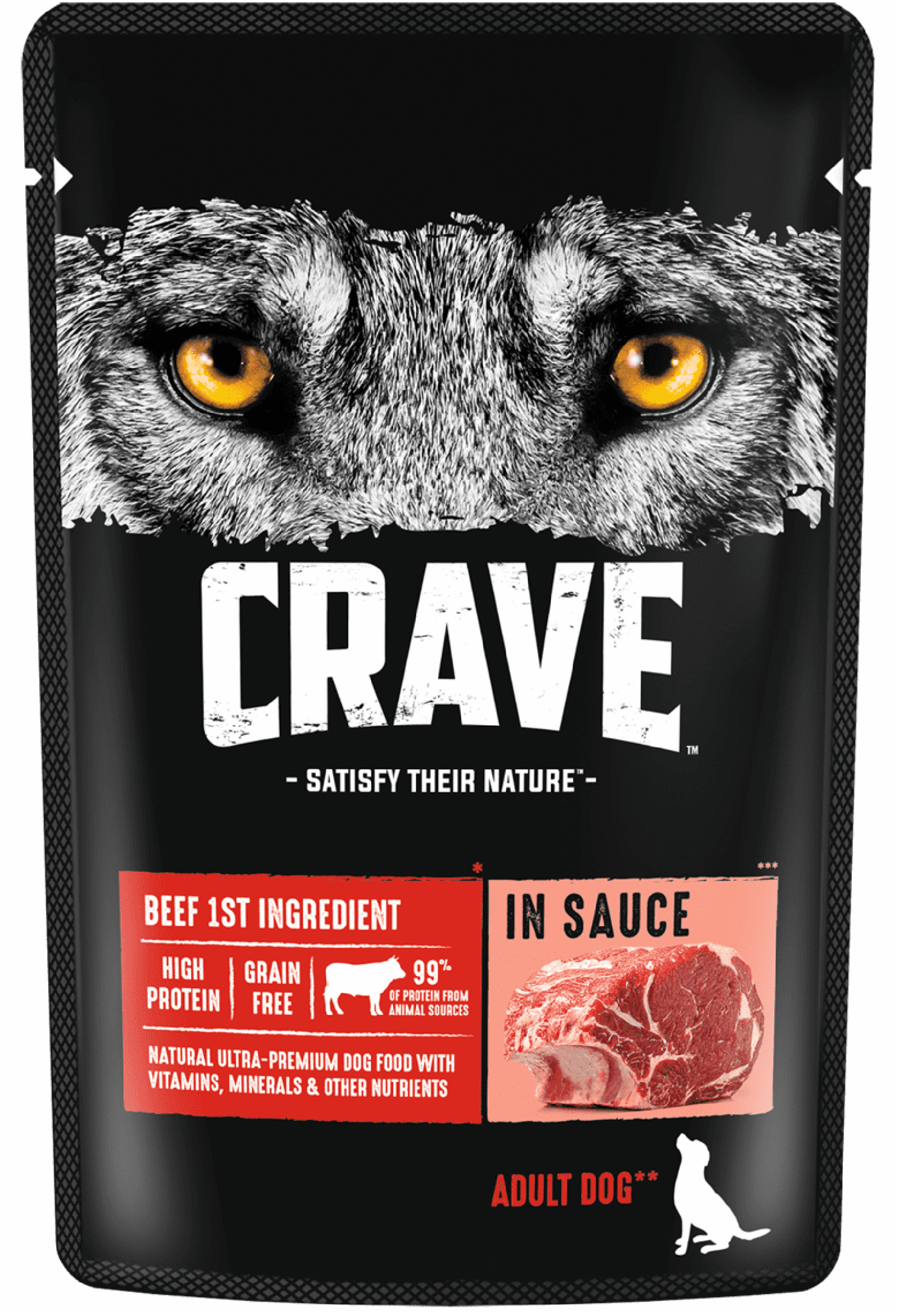 Crave Корм консервированный полнорационный CRAVE для взрослых собак всех пород с говядиной в соусе 85г. 10271707 0.085 кг 63021