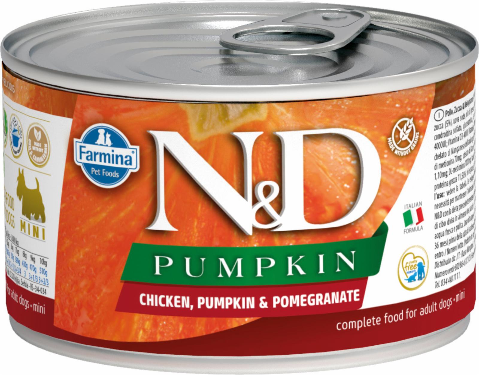 FARMINA Консервы для собак мелких пород PUMPKIN курица с тыквой и гранатом Н&Д 10885 0.140 кг 41077