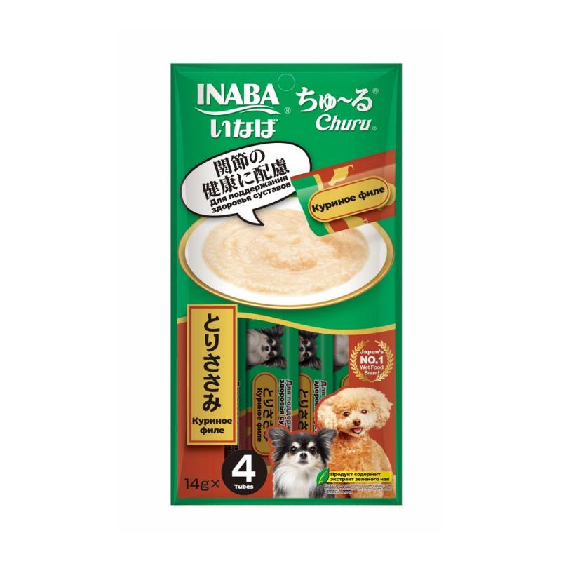 139.3391 INABA ЧАО ЧУРУ 14г*4 пюре куриное филе для поддержания здоровья ЖКТ длЯ собак , 139.3391