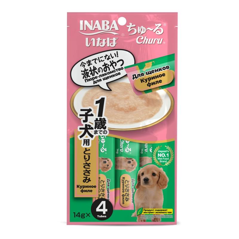 139.3009 INABA ЧАО ЧУРУ 14г*4 пюре куриное филе дЩЕНКОВ , 139.3009