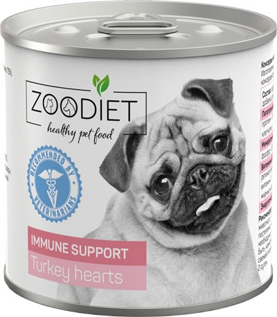 Зоодиет 30603 Immune Support Turkey Hearts кон.длЯ собак поддержание иммунитета Сердечки индюшиные 240г, 96052
