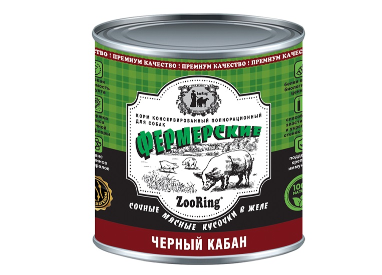  [33821] Конс. ZooRing для собак  Сочные кусочки мяса в желе Черный кабан 850 гр 16, 33821 