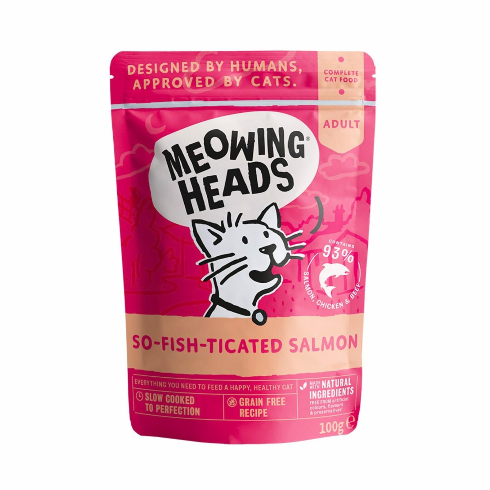 Meowing Heads консервы Паучи для кошек и котят с лососем курицей и говядиной Фиш-гурман (So-fish-ticated Salmon 100g) MWSL100 0,100 кг 20984