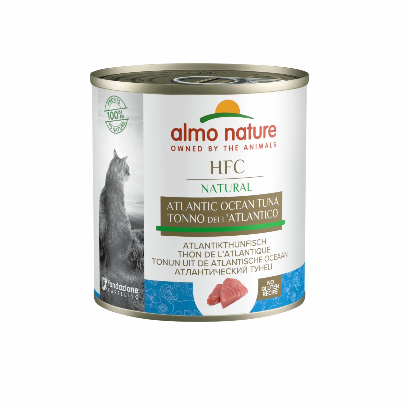 Almo Nature консервы Набор 12 штук по 0,28 г Консервы для кошек с Атлантическим тунцом (HFC - Natural - Atlantic Tuna) 5156 3,360 кг 20335.1, 31400100635